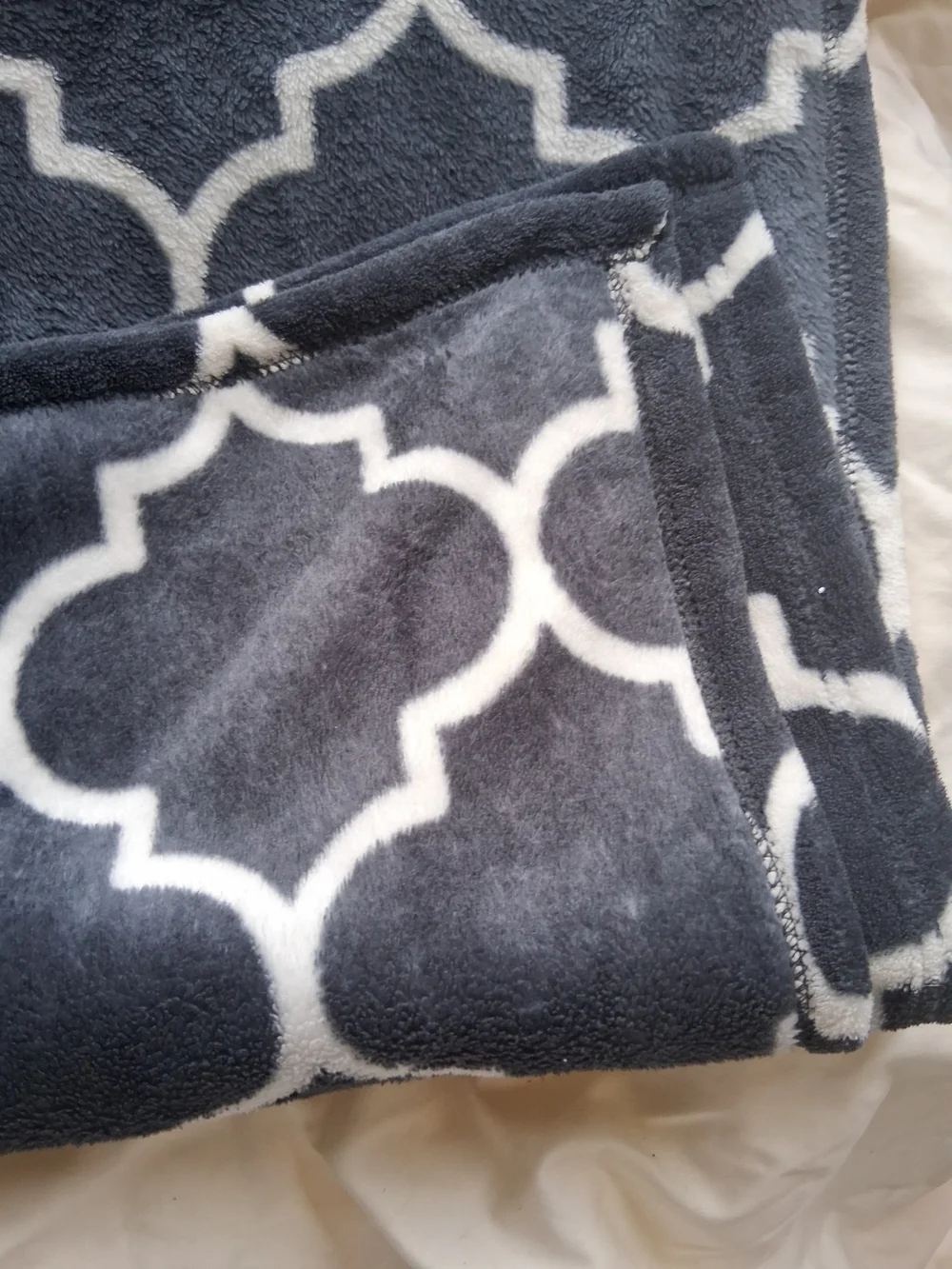 Port Authority Gray and White  Plush Throw Blanket FREE WITH $20 PURCHASE